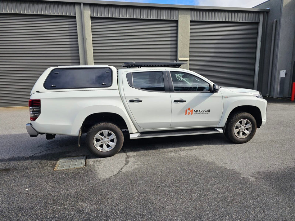 Mitsubishi Triton Canopy DC  2016 – 2023  To  -Lift-Up Side & Front Windows, Rear Demister, Roof Track, (color W32 Polar White )