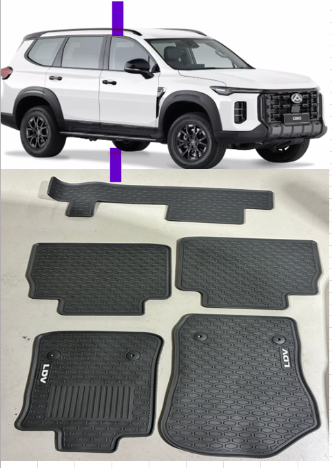 LDV D90 OEM Genuine Mat Set Front & Rear - Rubber Mat  06/ 2025 Onwards >>>>>>MY25 D90 7-SEAT SUV