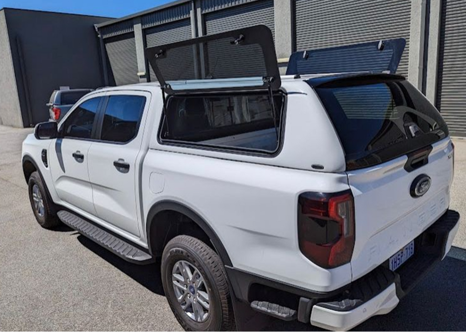 Ford Ranger RA Dual Cab Ute Canopy 2 Side Lift up windows 2022 Onwards Next Gen Arctic White
